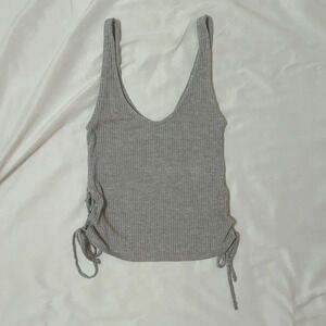 Urban Outfitters Side-Tie Ribbed Tank Top, Color Gray Size S